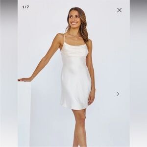 Hello Molly Cream Satin Cowl Neck Dress